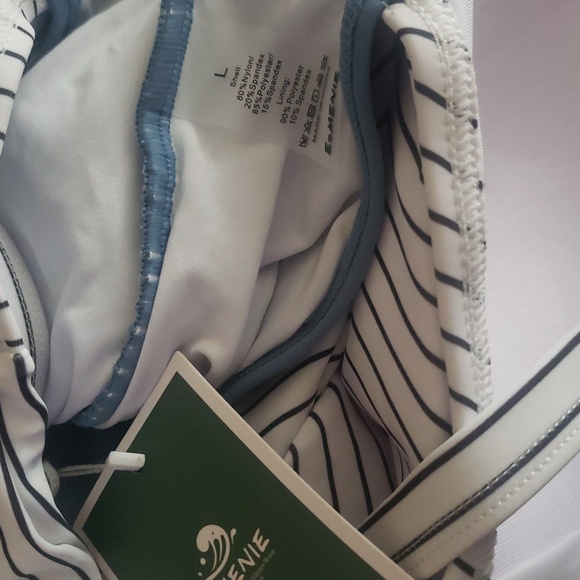 Striped One-Piece Cut Out Tie Up Swimsuit - Picture 5 of 5